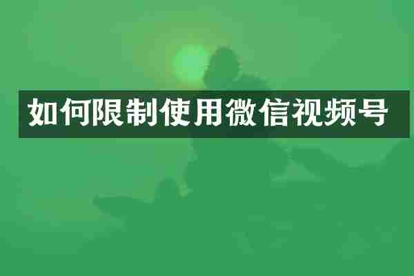 如何限制使用微信视频号