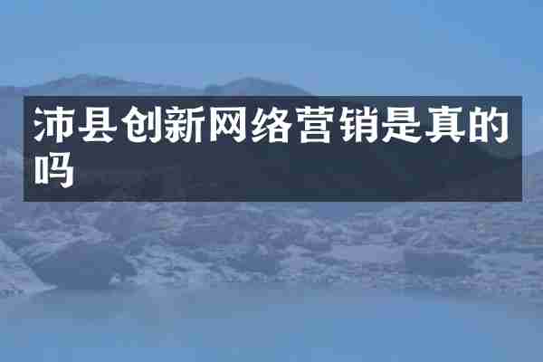 沛县创新网络营销是真的吗