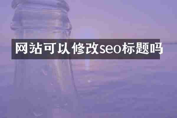 网站可以修改seo标题吗