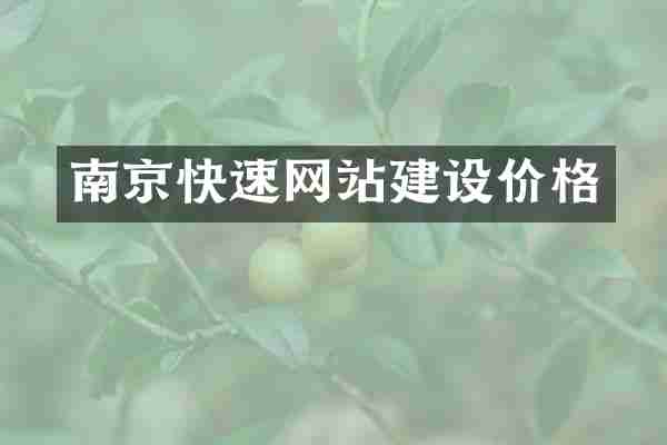 南京快速网站建设价格