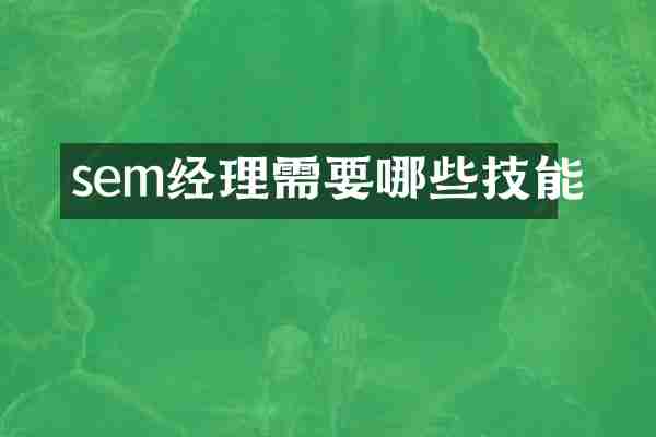 sem经理需要哪些技能