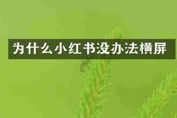 为什么小红书没办法横屏