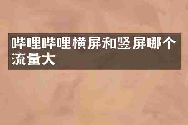 哔哩哔哩横屏和竖屏哪个流量大