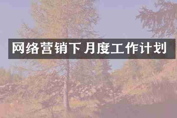 网络营销下月度工作计划