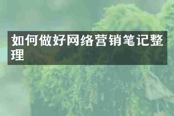 如何做好网络营销笔记整理