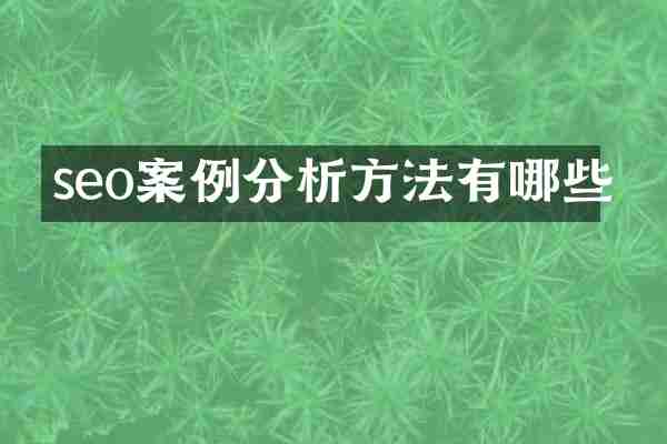 seo案例分析方法有哪些