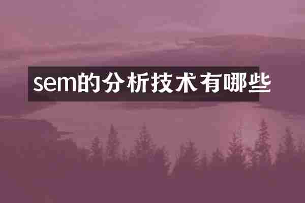 sem的分析技术有哪些