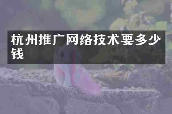 杭州推广网络技术要多少钱