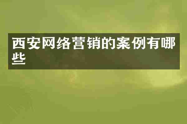 西安网络营销的案例有哪些