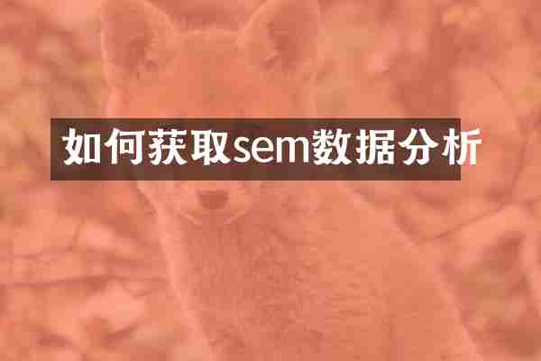 如何获取sem数据分析