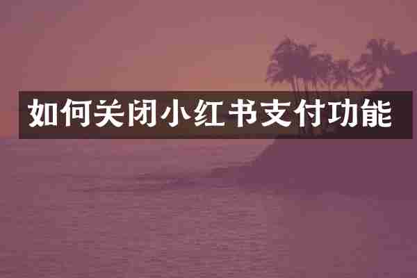 如何关闭小红书支付功能