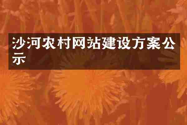 沙河农村网站建设方案公示