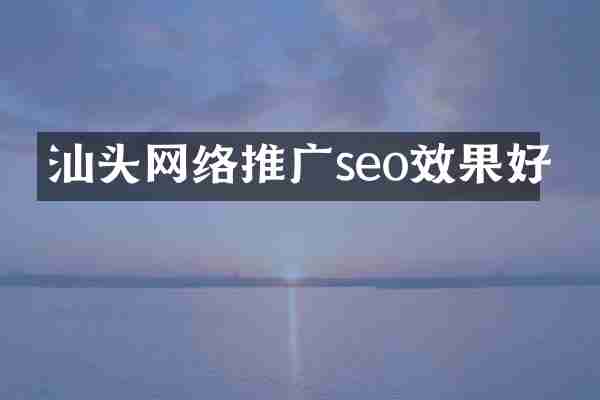 汕头网络推广seo效果好