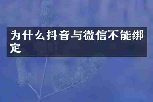 为什么抖音与微信不能绑定