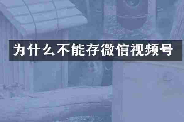 为什么不能存微信视频号