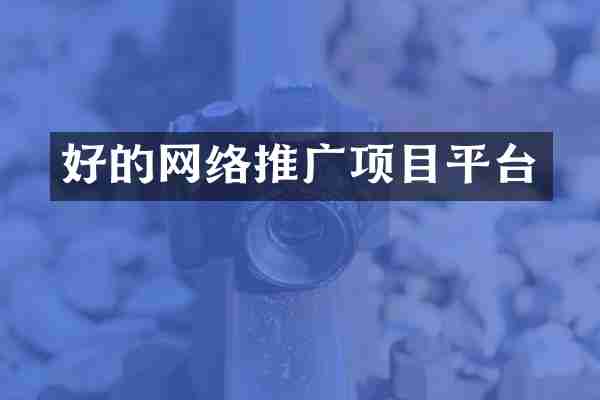 好的网络推广项目平台
