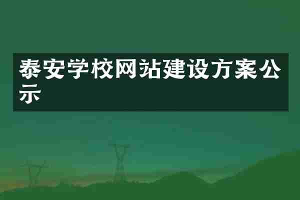 泰安学校网站建设方案公示