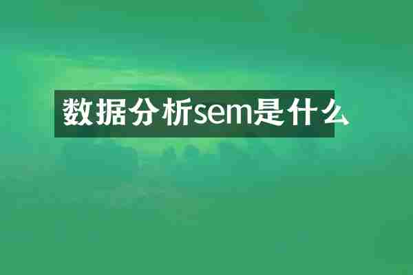 数据分析sem是什么