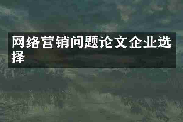 网络营销问题论文企业选择