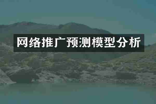 网络推广预测模型分析