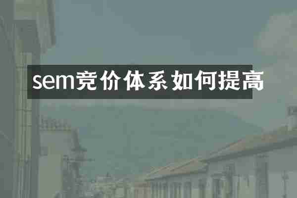 sem竞价体系如何提高