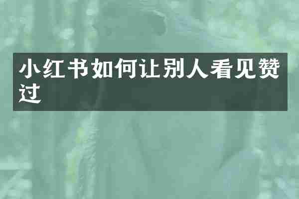 小红书如何让别人看见赞过