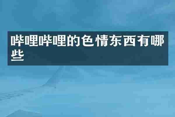 哔哩哔哩的色情东西有哪些