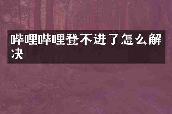 哔哩哔哩登不进了怎么解决