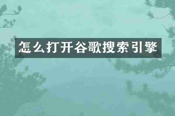 怎么打开谷歌搜索引擎