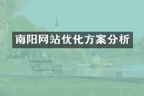 南阳网站优化方案分析