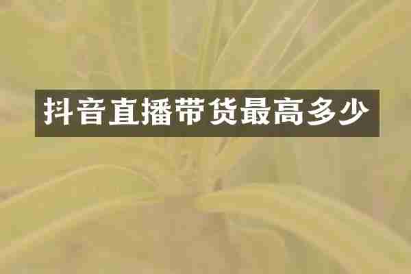 抖音直播带货最高多少