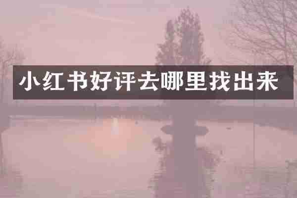 小红书好评去哪里找出来