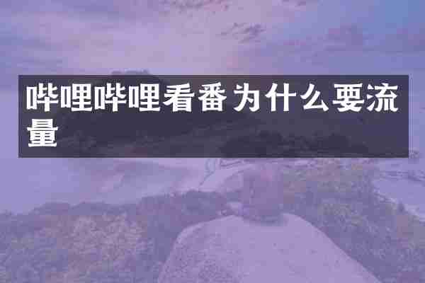 哔哩哔哩看番为什么要流量
