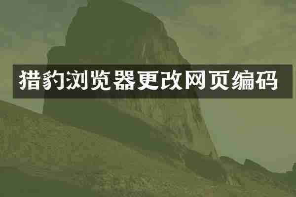 猎豹浏览器更改网页编码