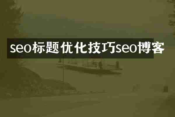 seo标题优化技巧seo博客
