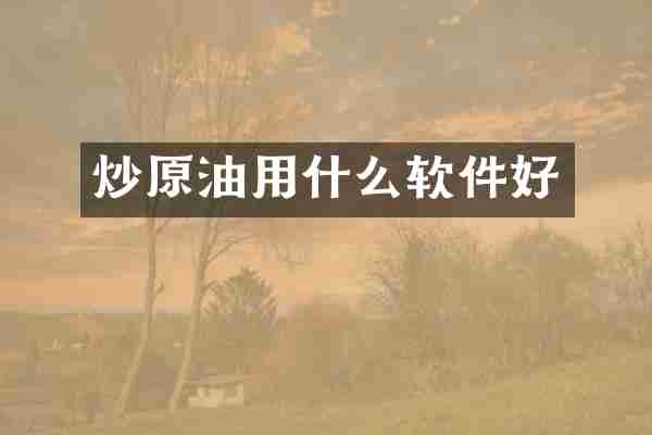 炒原油用什么软件好