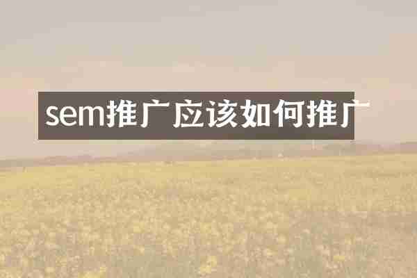sem推广应该如何推广