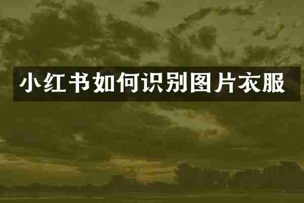 小红书如何识别图片衣服