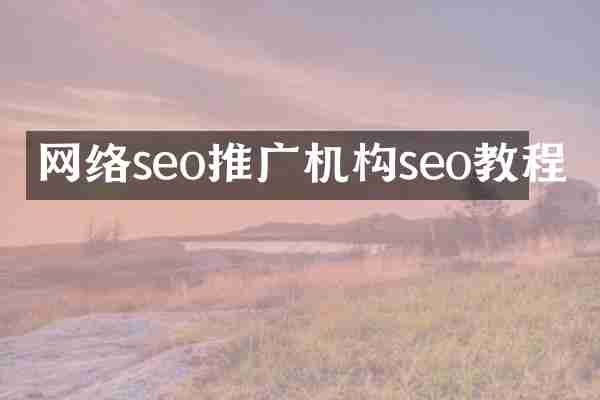网络seo推广机构seo教程