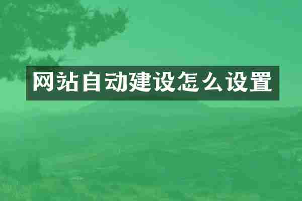 网站自动建设怎么设置