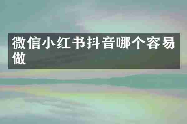 微信小红书抖音哪个容易做