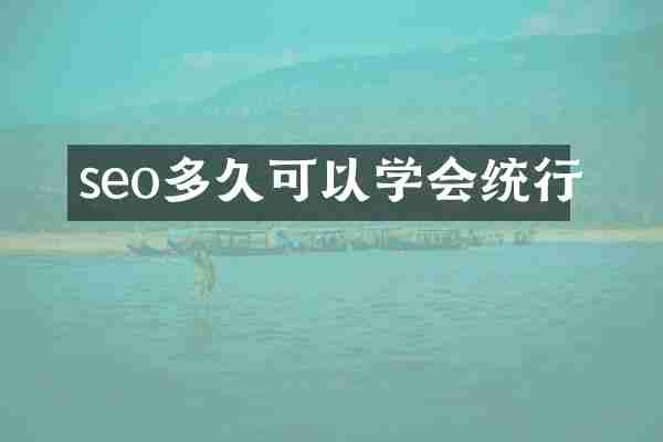 seo多久可以学会统行