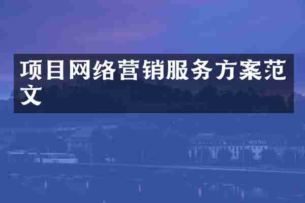 项目网络营销服务方案范文