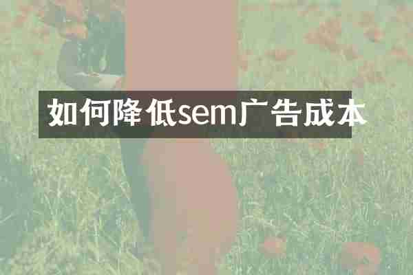 如何降低sem广告成本