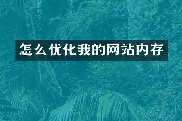 怎么优化我的网站内存