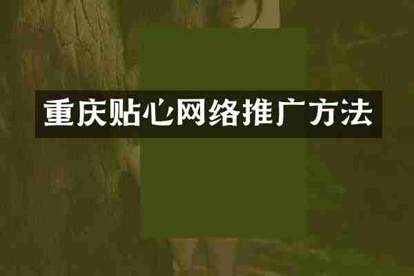 重庆贴心网络推广方法