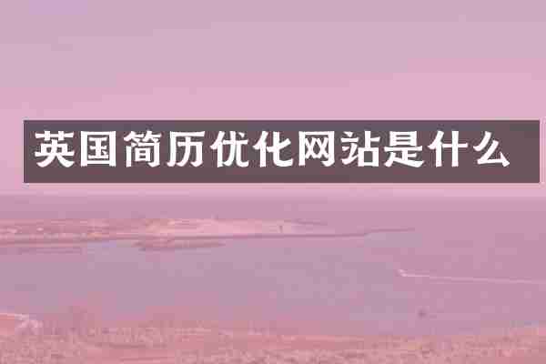 英国简历优化网站是什么