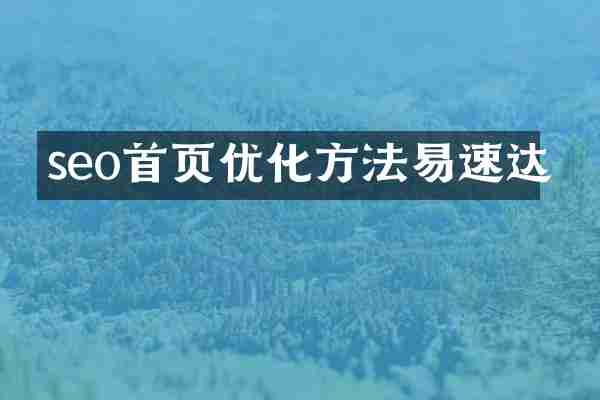seo首页优化方法易速达