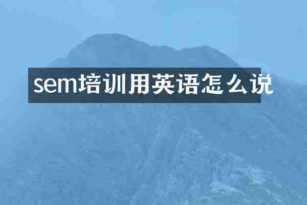 sem培训用英语怎么说