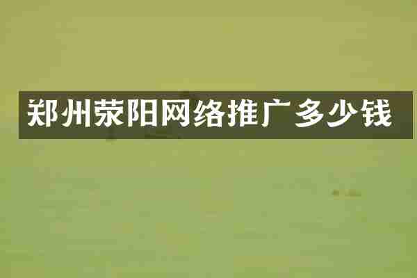 郑州荥阳网络推广多少钱